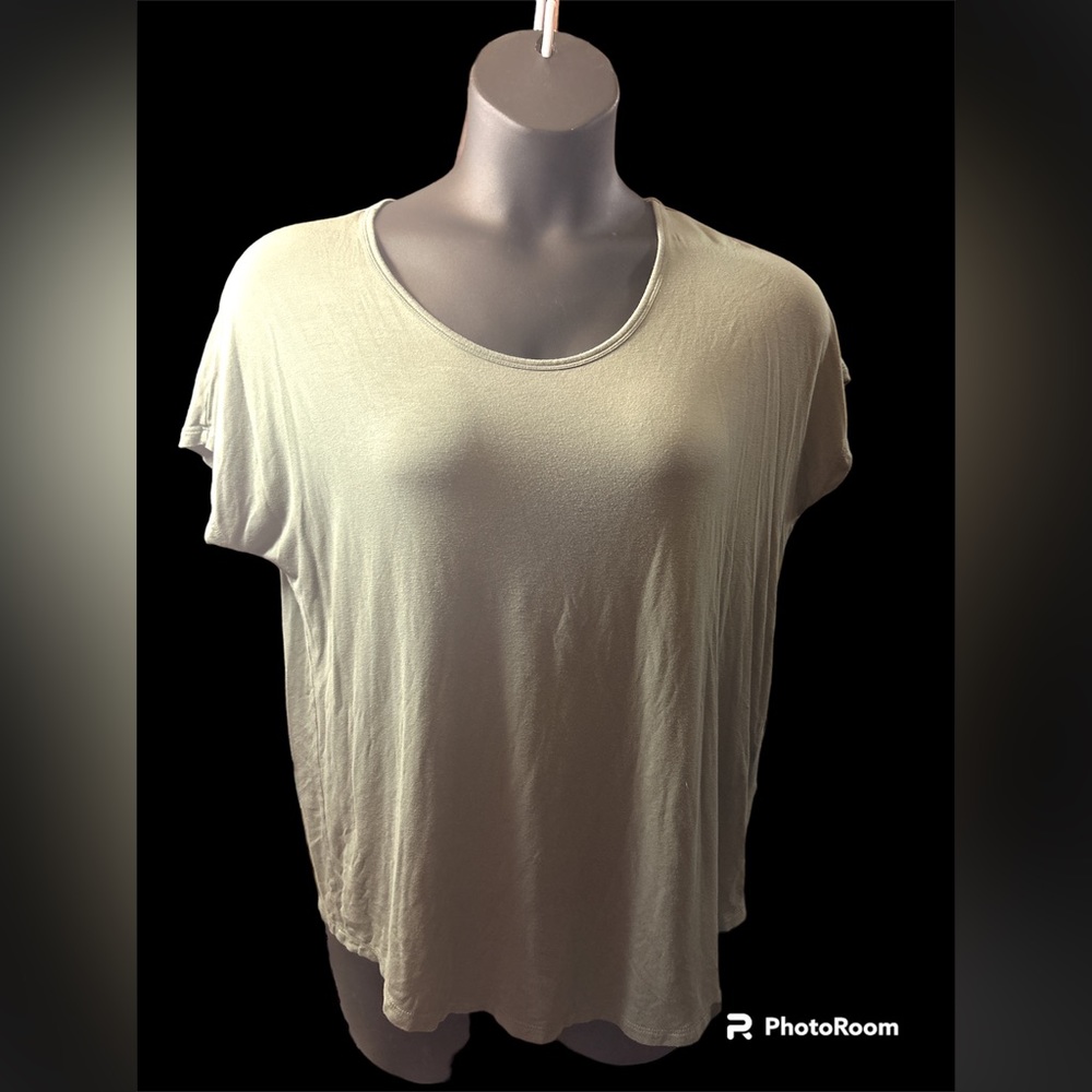 LANDS END GREEN SHORT SLEEVE BLOUSE SIZE L